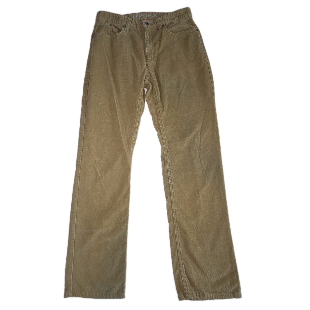 EDDIE BAUER Corduroy Pants Mens 30x31 Beige Cotton Straight Fit Soft Chinos